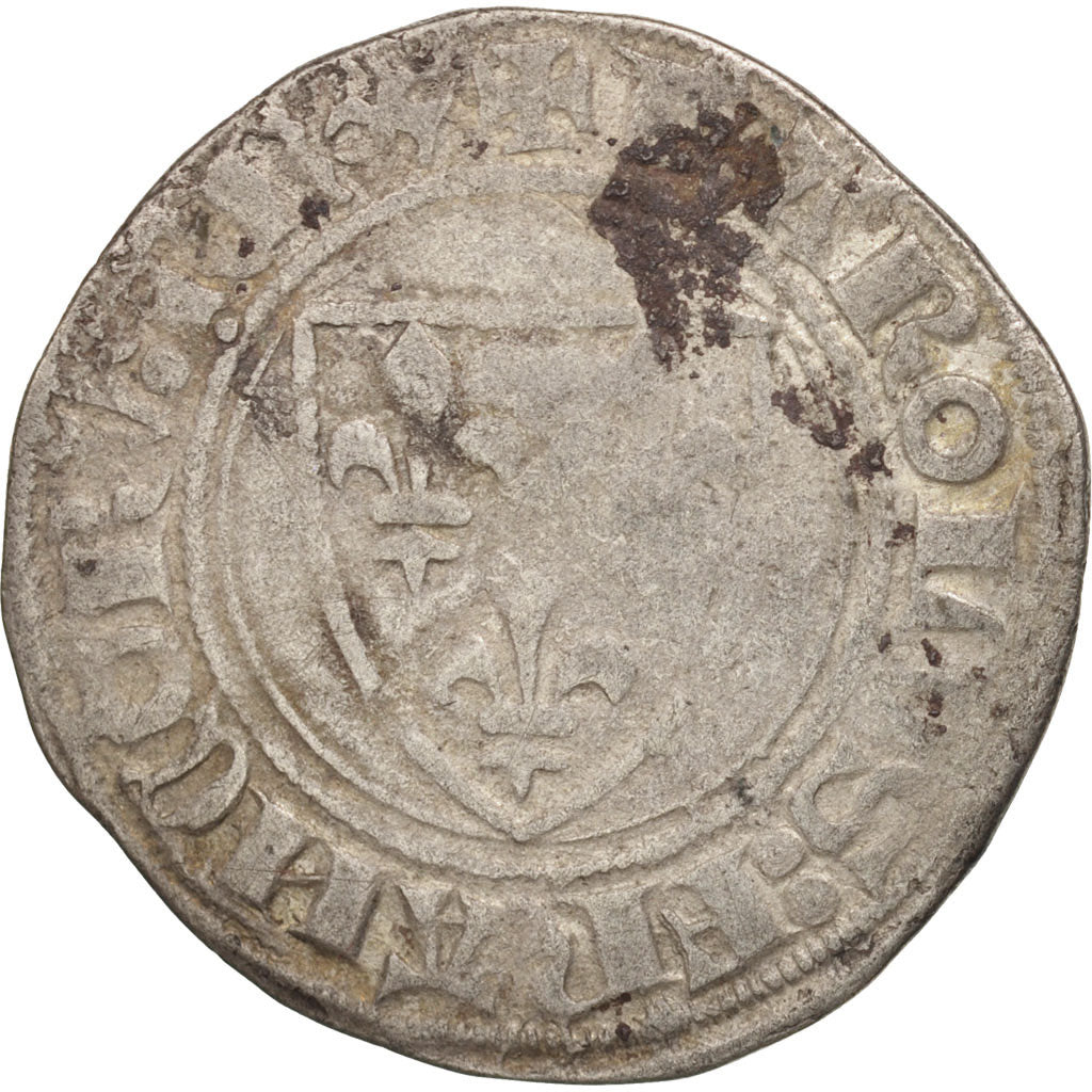 France, Charles VI, Blanc Guénar, Tournai, F(12-15), Billon, Duplessy:377a
