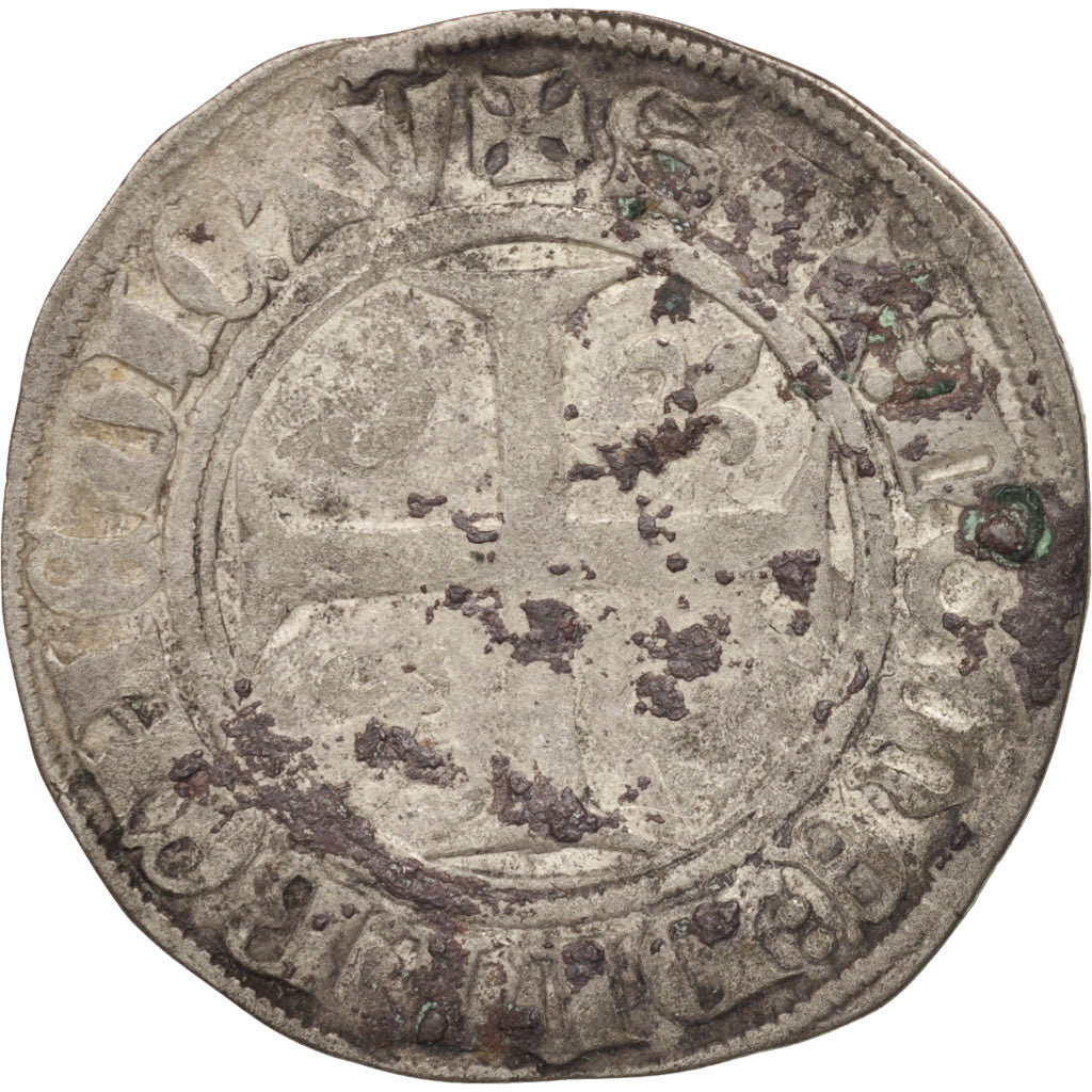 France, Charles VI, Blanc Guénar, Tournai, F(12-15), Billon, Duplessy:377a