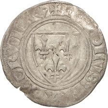 France, Charles VI, Blanc Guénar, Tournai, VF(20-25), Billon, Duplessy:377a