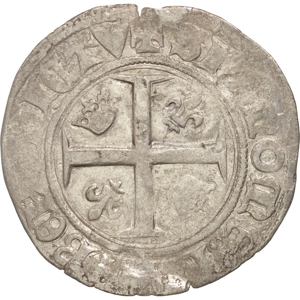 France, Charles VI, Blanc Guénar, Tournai, VF(20-25), Billon, Duplessy:377a