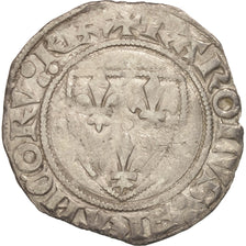 France, Charles VI, Blanc Guénar, Tournai, VF(20-25), Billon, Duplessy:377a