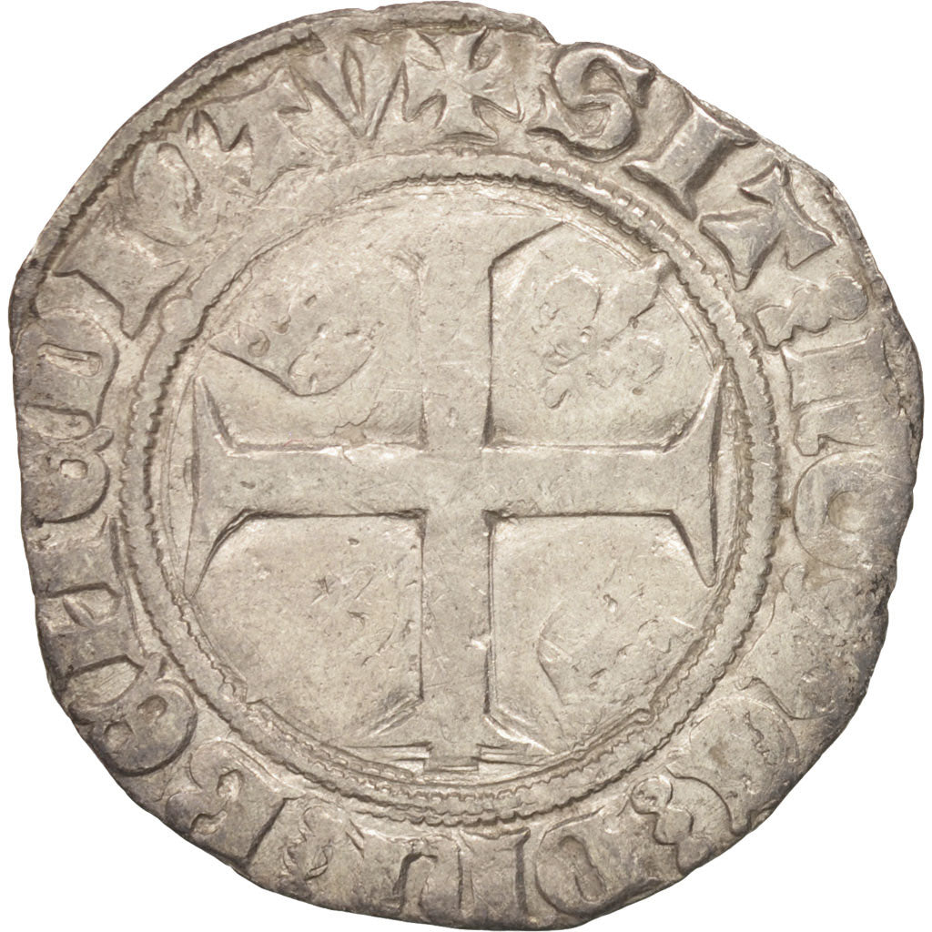 France, Charles VI, Blanc Guénar, Tournai, VF(20-25), Billon, Duplessy:377a