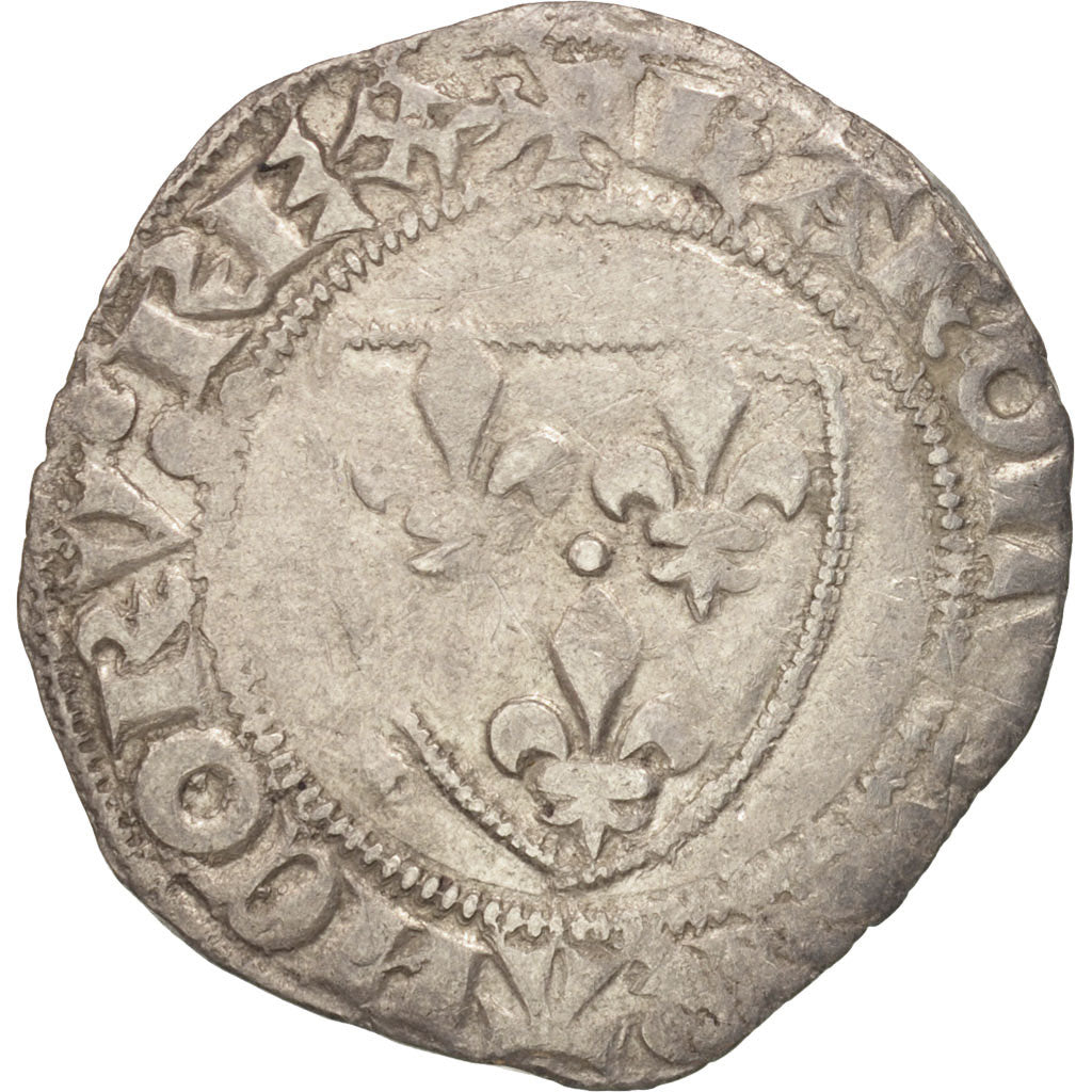 France, Charles VI, Blanc Guénar, Tournai, VF(20-25), Billon, Duplessy:377a