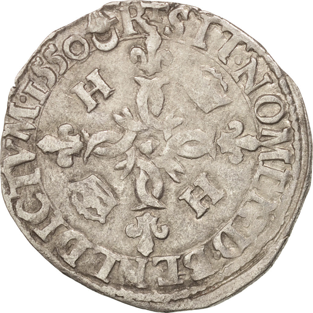 Monnaie, France, Douzain aux croissants, 1550, Bordeaux, TB+, Billon