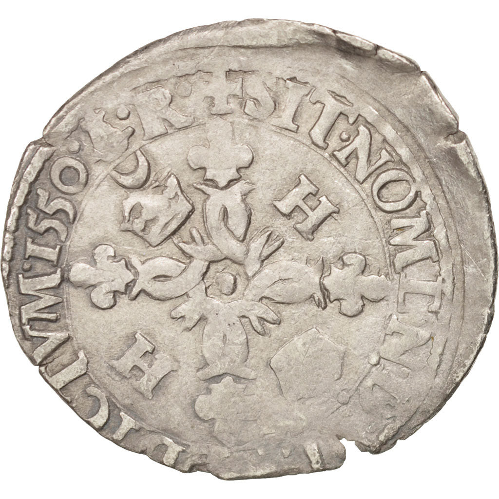 Coin, France, Douzain aux croissants, 1550, Bordeaux, VF(30-35), Billon