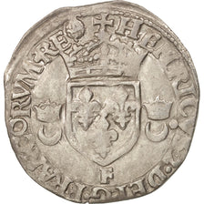 France, Henry II, Douzain aux croissants, 1551, Angers, VF(30-35), Billon