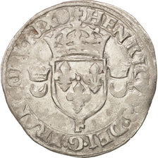 France, Henry II, Douzain aux croissants, 1551, Angers, VF(30-35), Billon