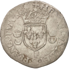 France, Henri II, Douzain aux croissants, 1550, Angers, VF(20-25), Billon