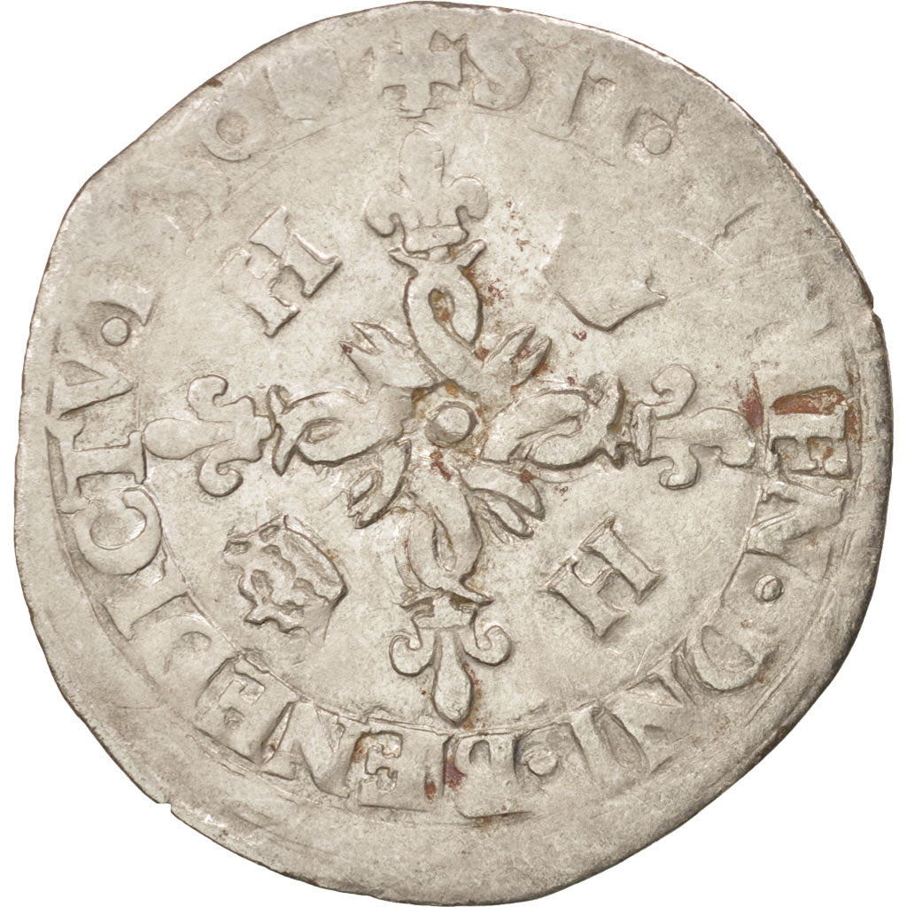 France, Henri II, Douzain aux croissants, 1550, Angers, VF(20-25), Billon