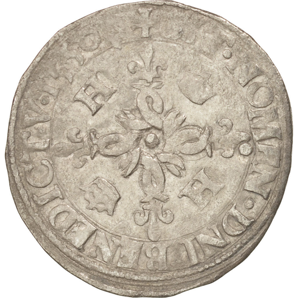 France, Henri II, Douzain aux croissants, 1550, Angers, VF(30-35), Billon