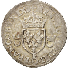 France, Henri II, Douzain aux croissants, 1550, Angers, VF(30-35), Billon