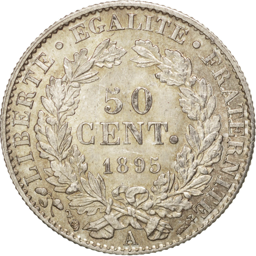 Coin, France, Cérès, 50 Centimes, 1895, Paris, MS(63), Silver, KM:834.1