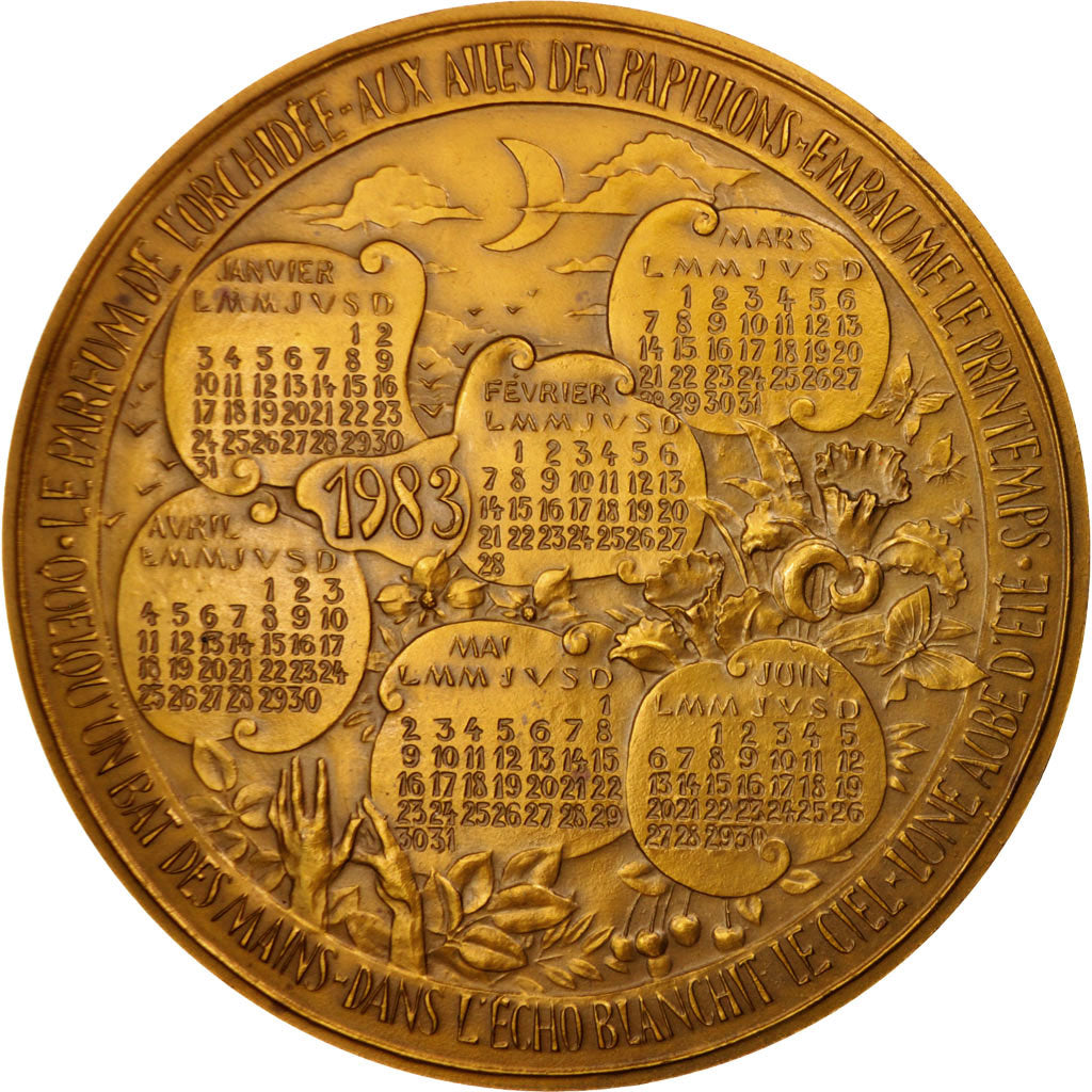 Frankrijk, Medal, Calendrier 1983, Arts & Culture, 1983, ZF+, Bronze