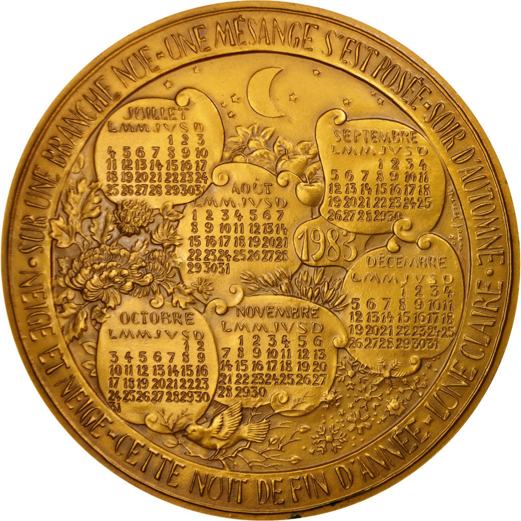 Frankrijk, Medal, Calendrier 1983, Arts & Culture, 1983, ZF+, Bronze