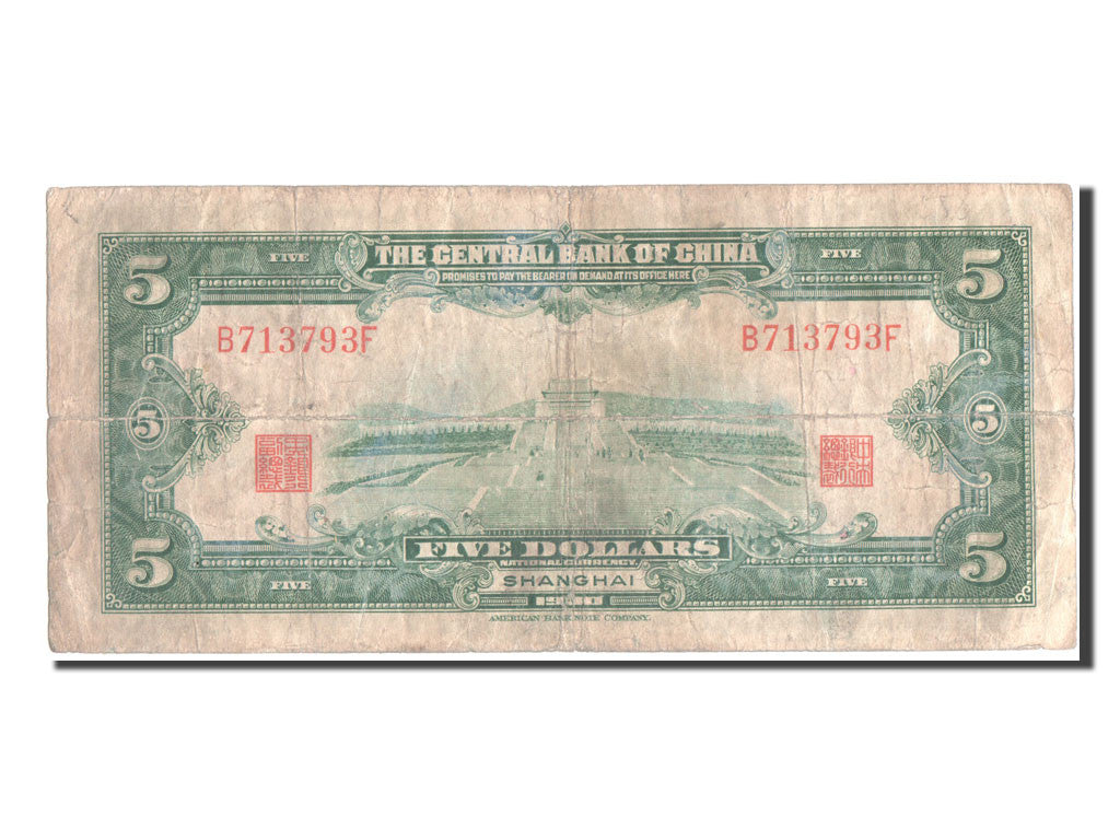 Banconote, Cina, 5 Dollars, 1930, MB