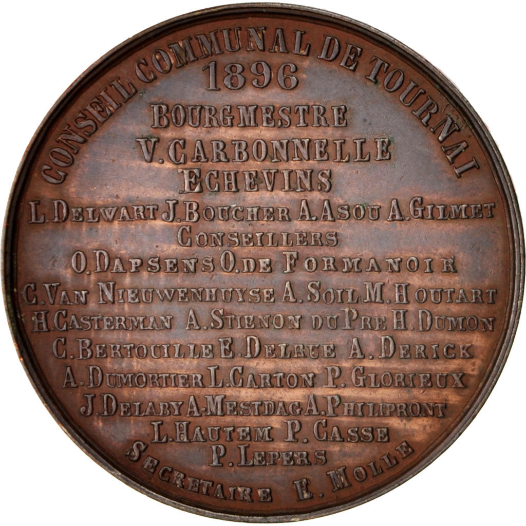 Belgium, Medal, Conseil Communal de Tournai, Politics, Society, War, 1896