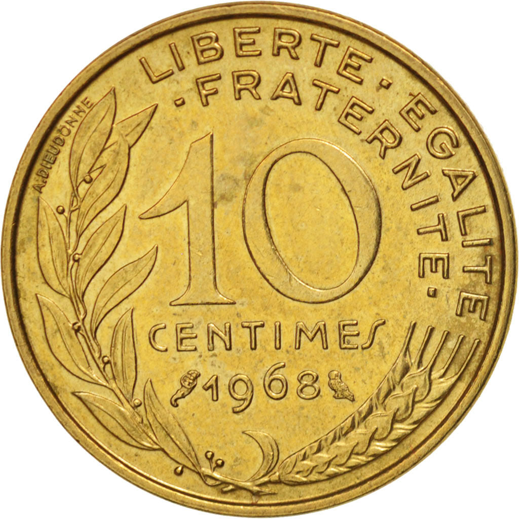 Moneta, Francia, Marianne, 10 Centimes, 1968, Paris, BB+, Alluminio-bronzo