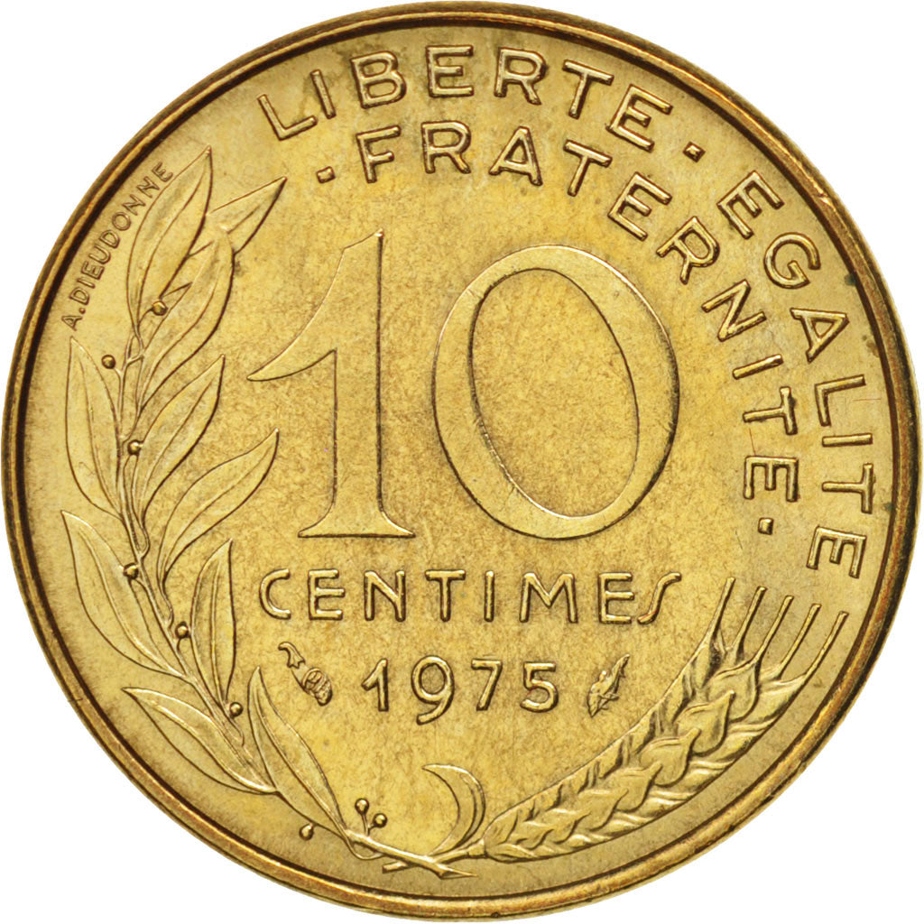 Coin, France, Marianne, 10 Centimes, 1975, Paris, AU(50-53), Aluminum-Bronze