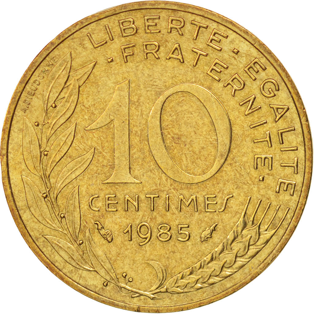 Moneta, Francja, Marianne, 10 Centimes, 1985, Paris, AU(50-53), Aluminium-Brąz