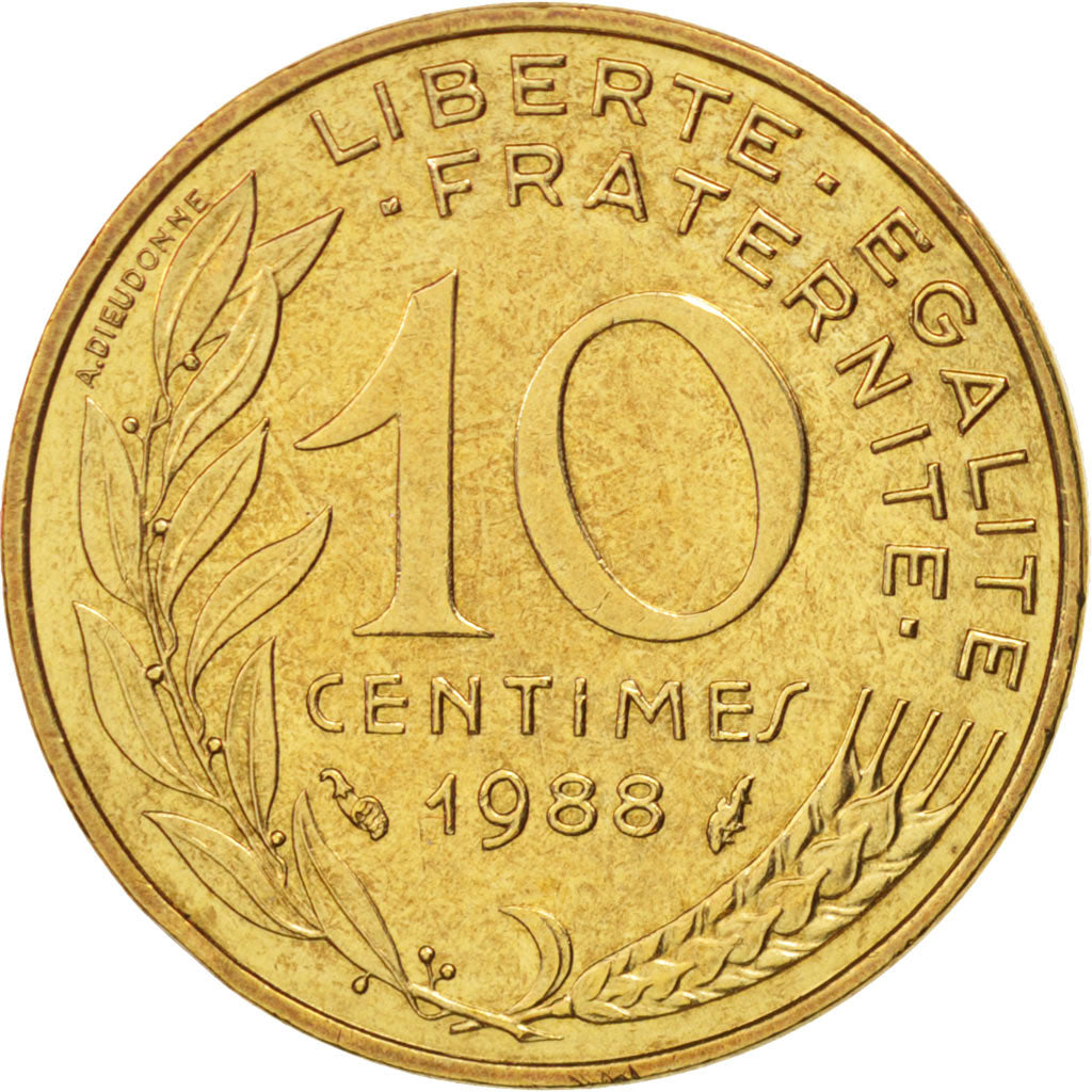 Moneta, Francia, Marianne, 10 Centimes, 1988, Paris, BB+, Alluminio-bronzo
