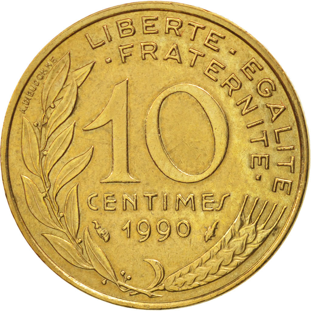 Coin, France, Marianne, 10 Centimes, 1990, Paris, EF(40-45), Aluminum-Bronze