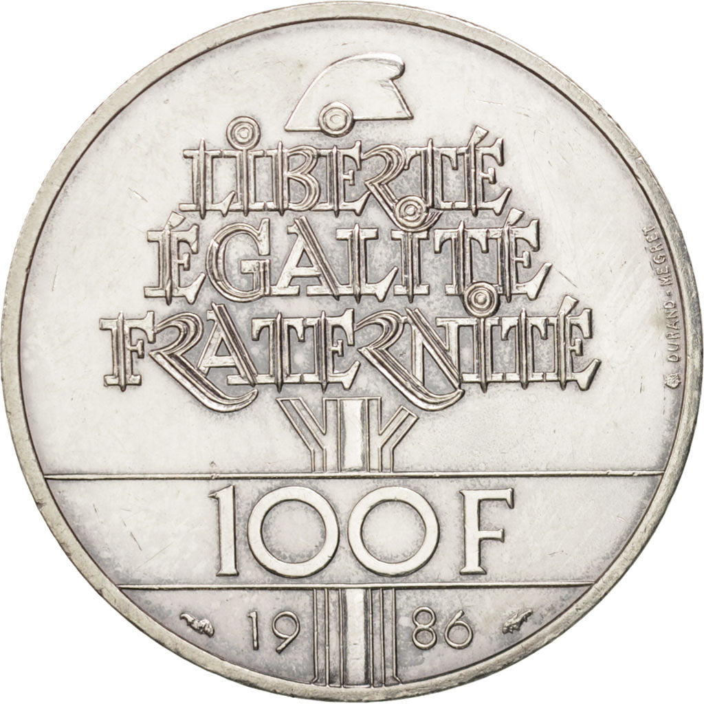 France, Statue de la Liberté, 100 Francs, 1986, Paris, AU(55-58), Silver