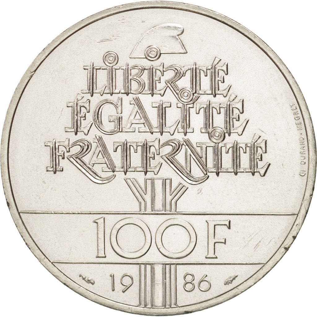 France, Statue de la Liberté, 100 Francs, 1986, Paris, AU(55-58), Silver