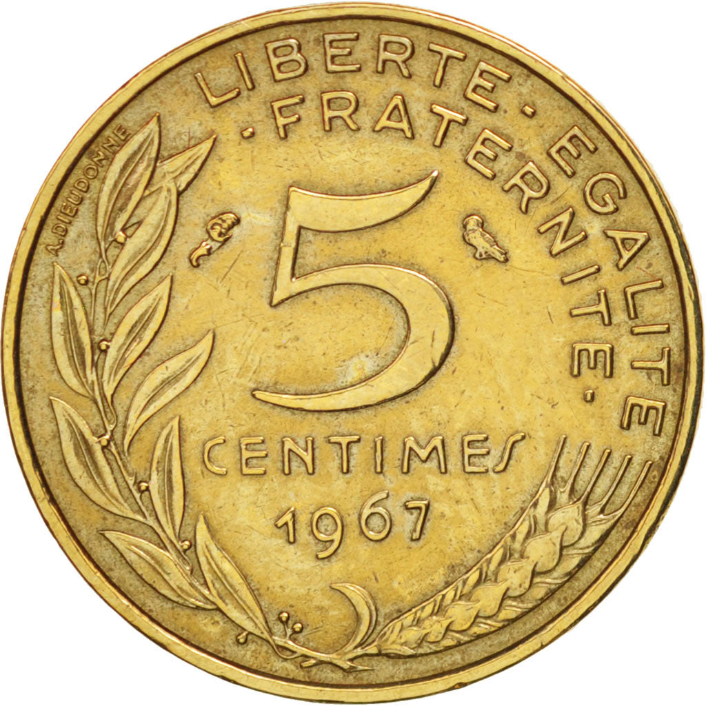 France, Marianne, 5 Centimes, 1967, Paris, AU(50-53), Aluminum-Bronze, KM:933