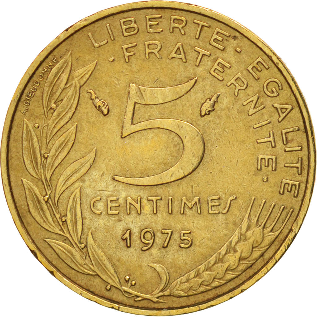 Coin, France, Marianne, 5 Centimes, 1975, Paris, EF(40-45), Aluminum-Bronze
