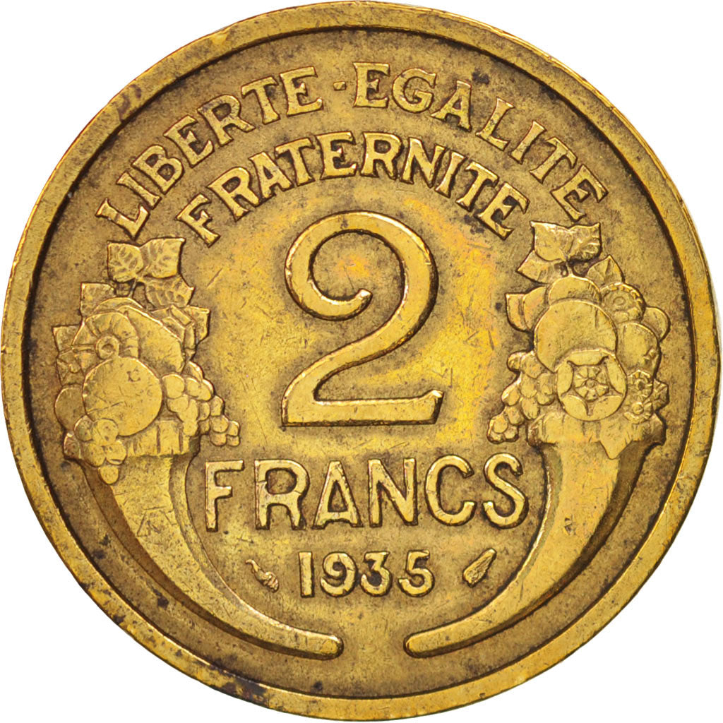 Coin, France, Morlon, 2 Francs, 1935, Paris, EF(40-45), Aluminum-Bronze, KM:886
