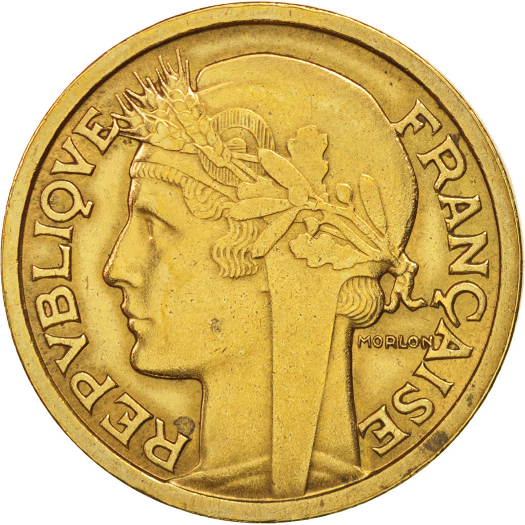 France, Morlon, 2 Francs, 1937-1939, Paris, AU(50-53), Aluminum-Bronze