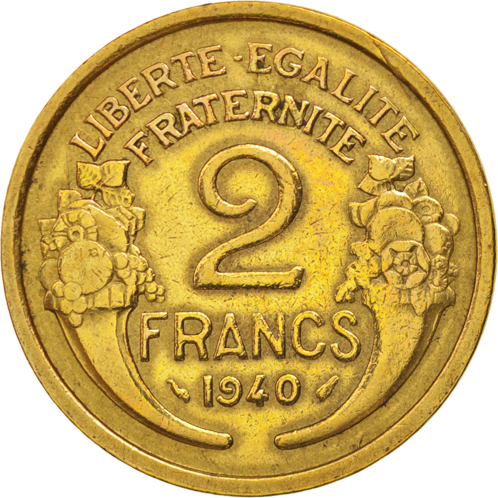 Coin, France, Morlon, 2 Francs, 1940, Paris, EF(40-45), Aluminum-Bronze, KM:886