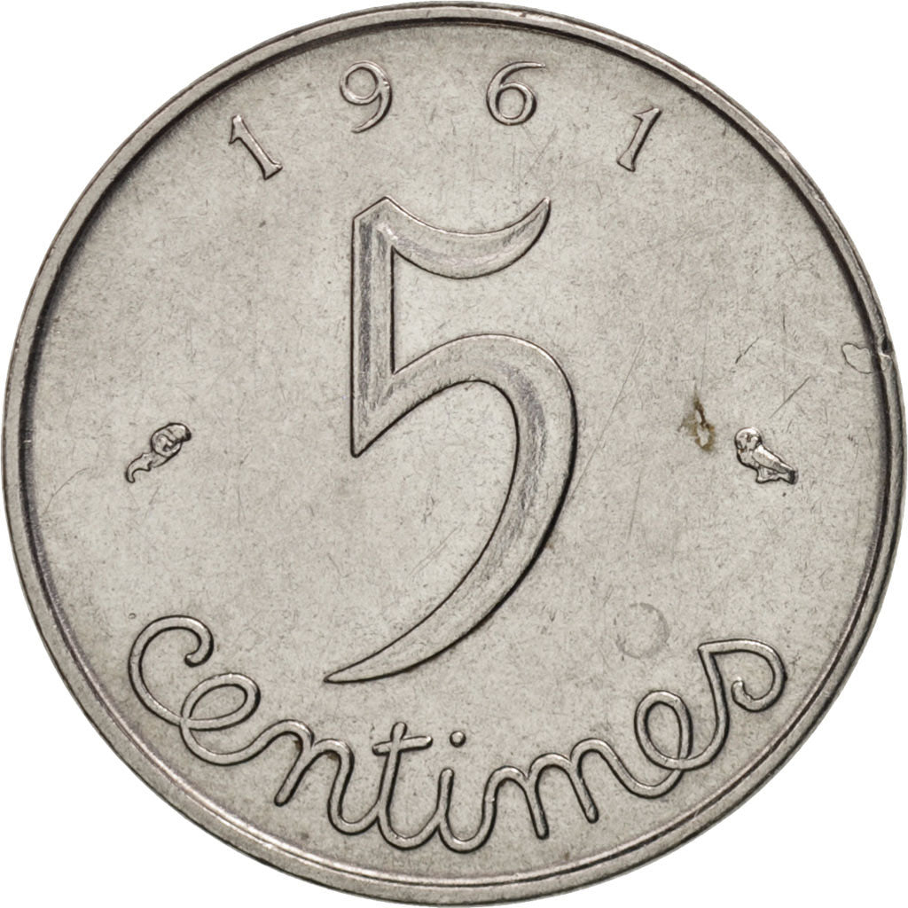 Coin, France, Épi, 5 Centimes, 1961, Paris, AU(55-58), Stainless Steel, KM:927