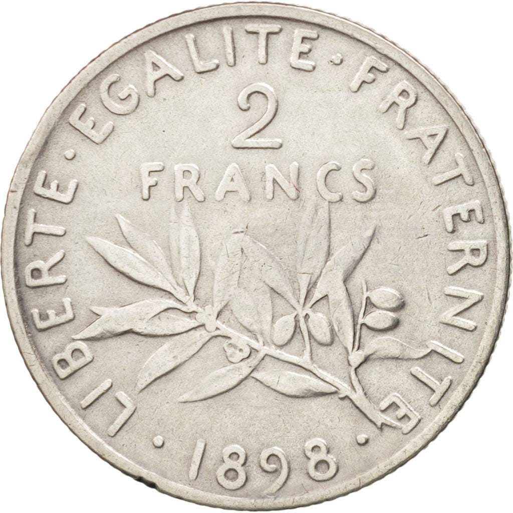 France, 2 Francs, 1898, Paris, VF(20-25), Silver, Gadoury:532