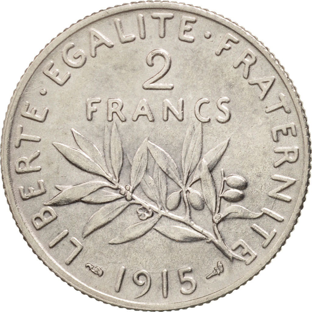 Coin, France, Semeuse, 2 Francs, 1915, Paris, AU(55-58), Silver, KM:845.1