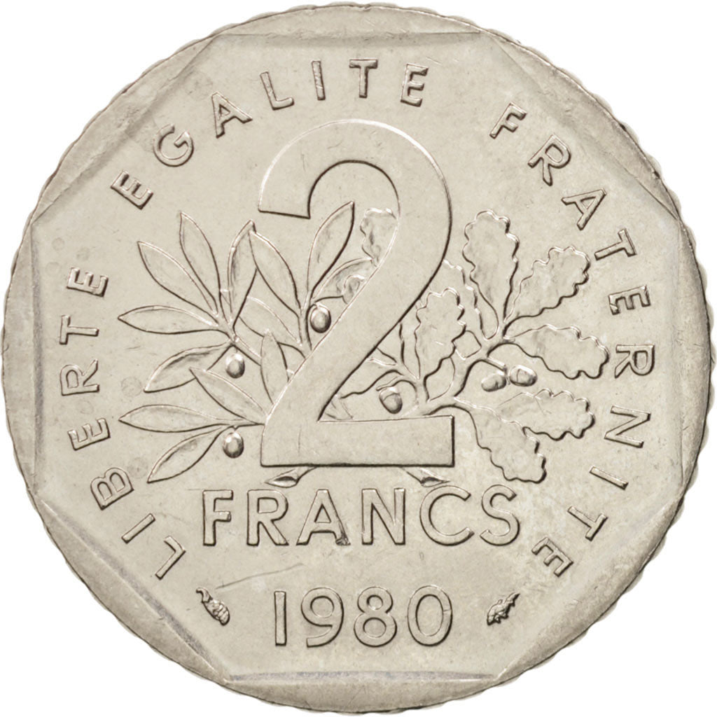 Coin, France, Semeuse, 2 Francs, 1980, Paris, AU(50-53), Nickel, KM:942.1