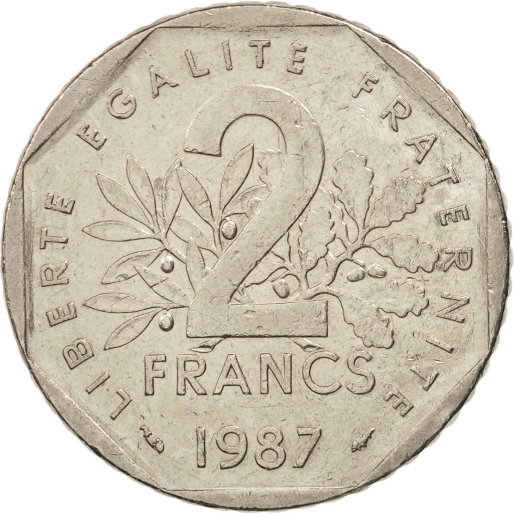 Frankreich, Semeuse, 2 Francs, 1987, Paris, EF(40-45), Nickel, KM:942.1, Gado...