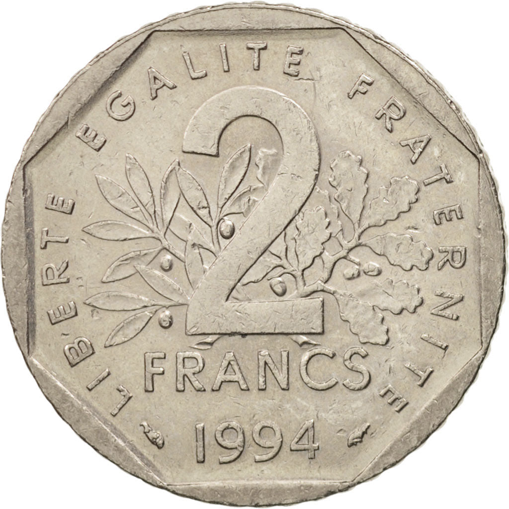 France, Semeuse, 2 Francs, 1994, Paris, AU(50-53), Nickel, KM:942.1, Gadoury:547