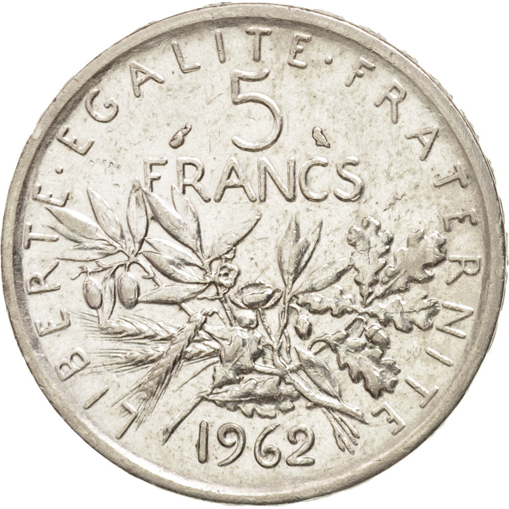 France, Semeuse, 5 Francs, 1962, Paris, EF(40-45), Silver, KM:926, Gadoury:770