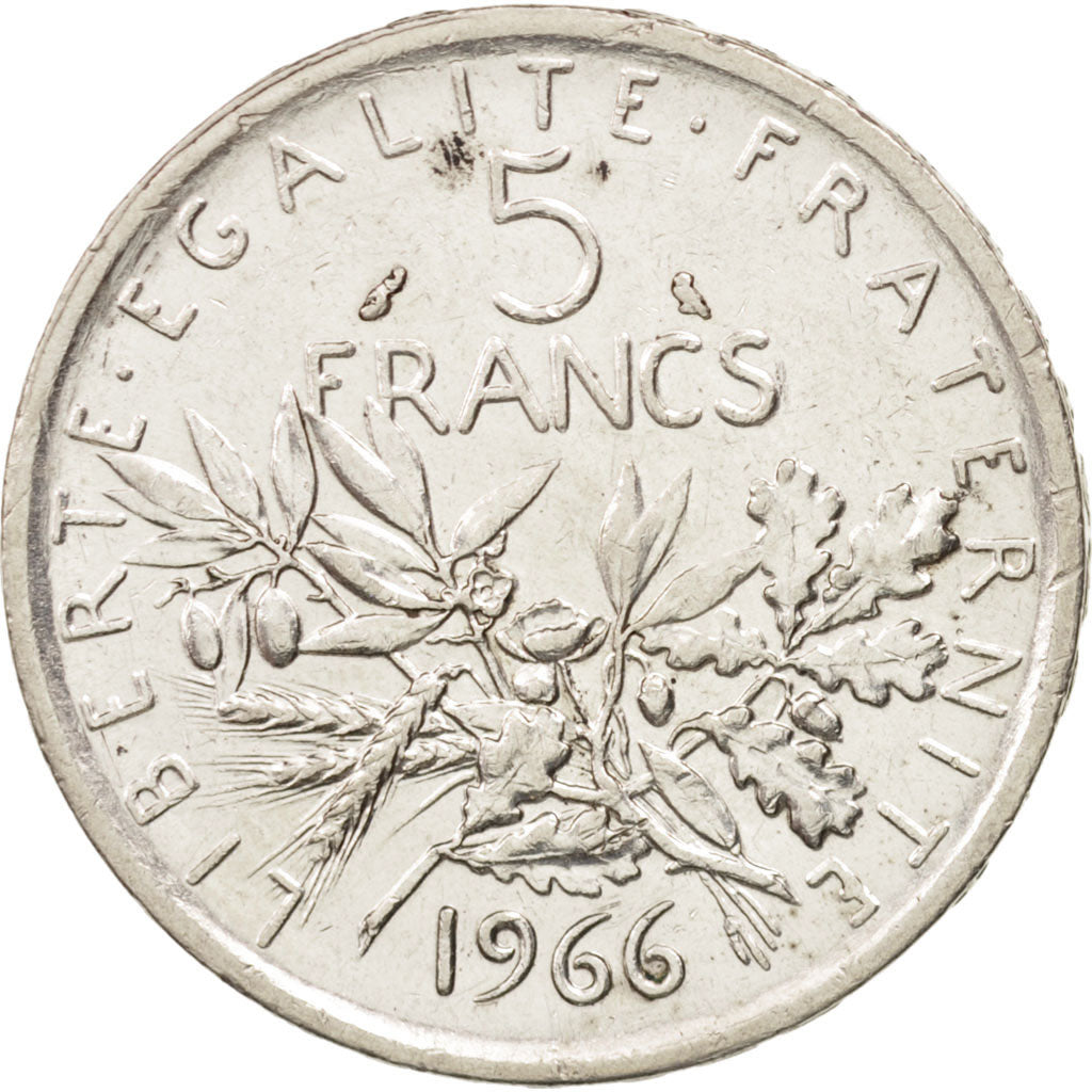 Frankreich, Semeuse, 5 Francs, 1966, Paris, EF(40-45), Silver, KM:926, Gadour...