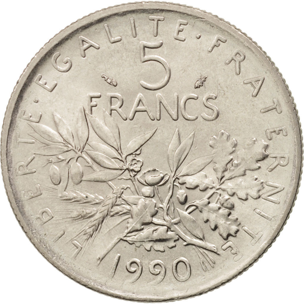 Monnaie, France, Semeuse, 5 Francs, 1990, Paris, SUP, Nickel Clad Copper-Nickel