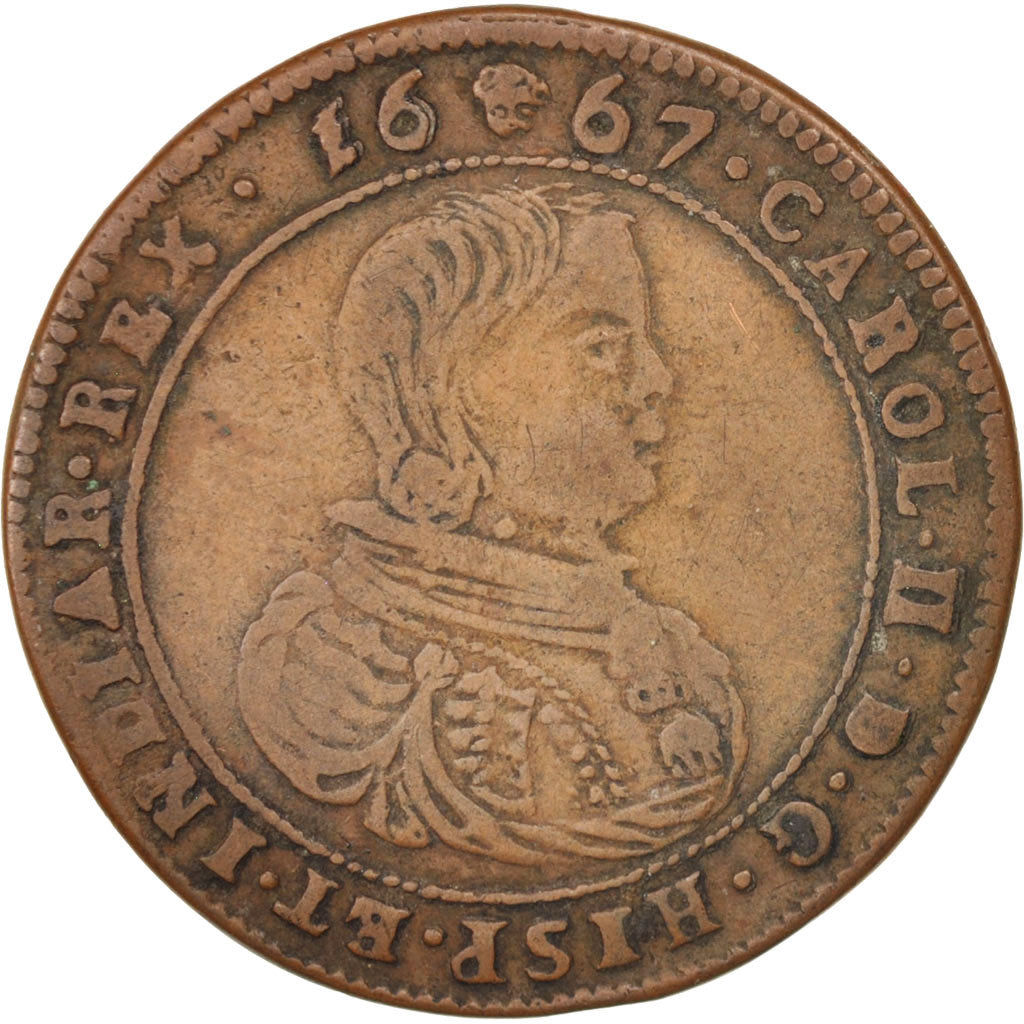Netherlands, Token, Spanish Netherlands, Charles II, Bruxelles, 1667, EF(40-45)