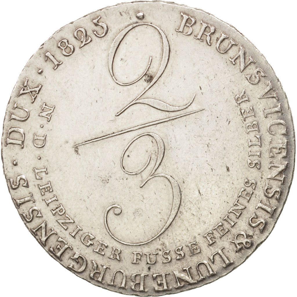 German States, HANNOVER, Georg IV, 2/3 Thaler, 1825, Hannover, AU(55-58), Silver