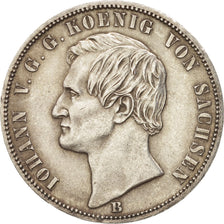 German States, SAXONY-ALBERTINE, Johann, Thaler, 1871, Dresde, AU(55-58), Silver