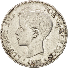 Spain, Alfonso XIII, 5 Pesetas, 1897, Madrid, EF(40-45), Silver, KM:707