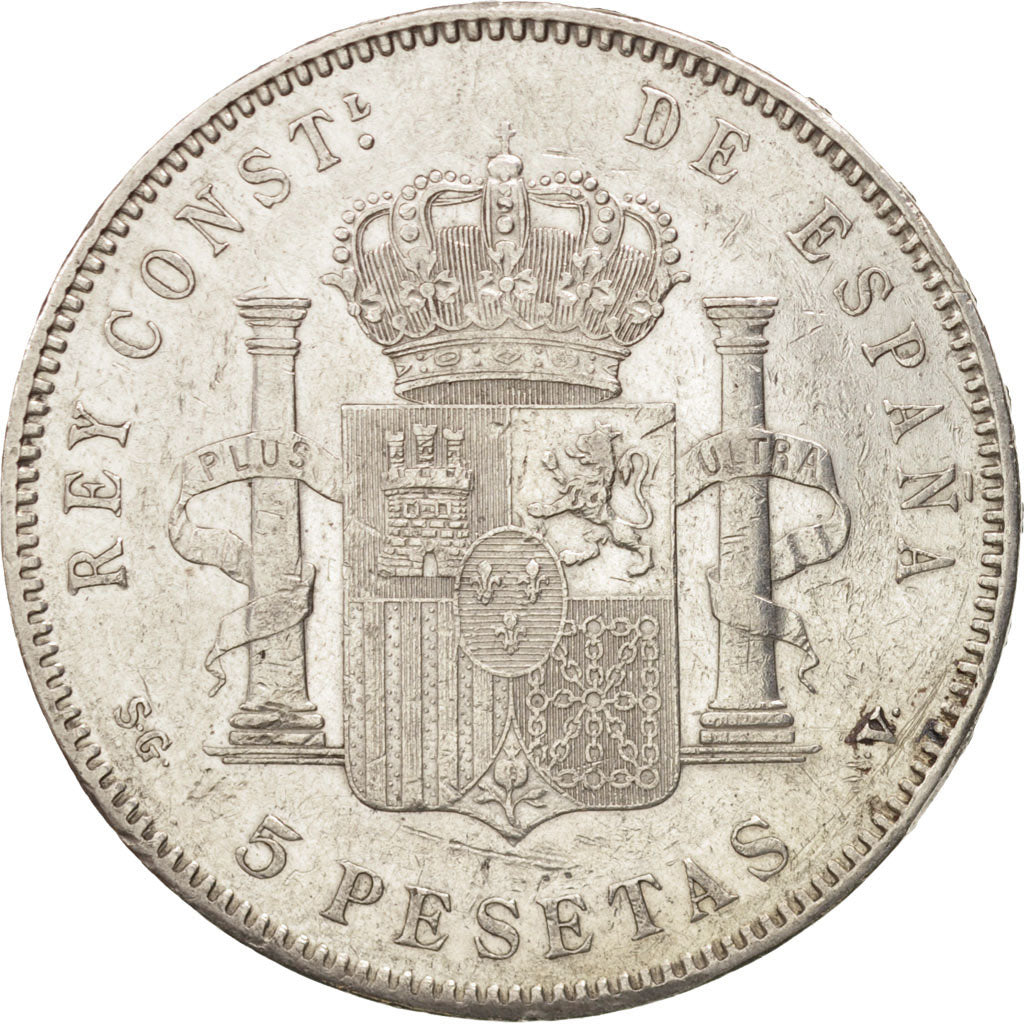 Spain, Alfonso XIII, 5 Pesetas, 1897, Madrid, EF(40-45), Silver, KM:707