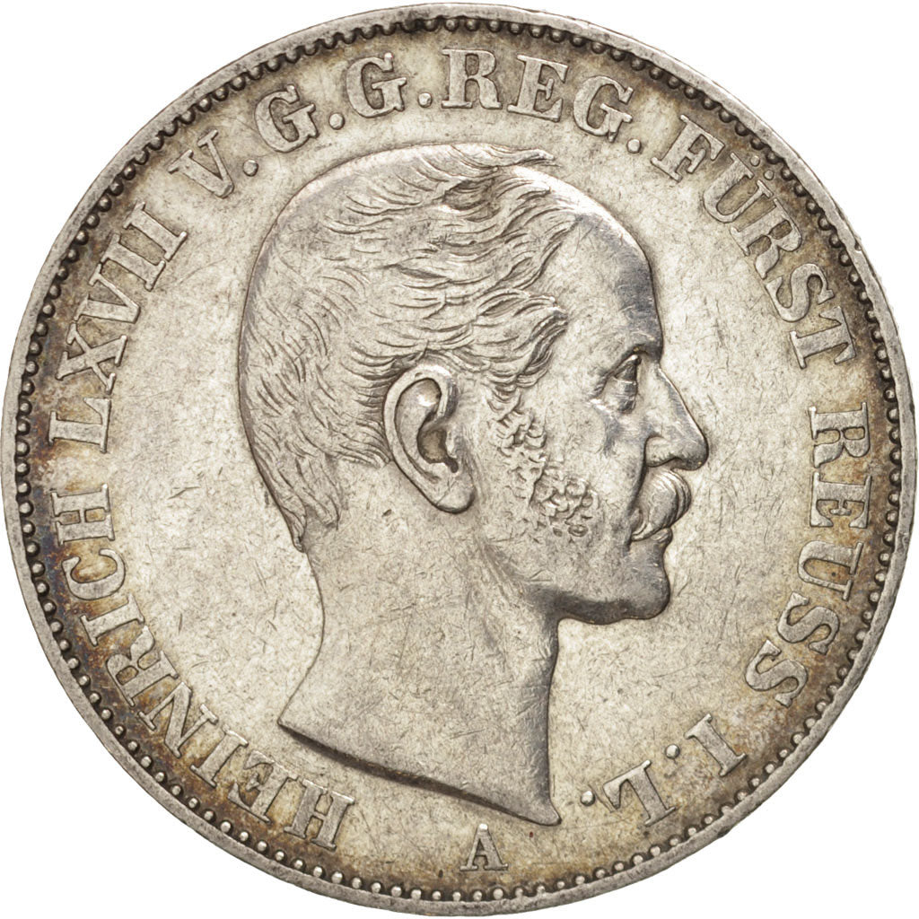 German States, REUSS-SCHLEIZ, Heinrich LXVII, Thaler, 1862, AU(55-58), Silver