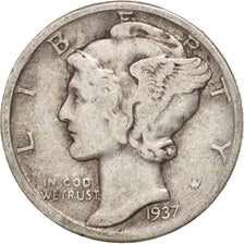 Coin, United States, Mercury Dime, Dime, 1937, U.S. Mint, Philadelphia