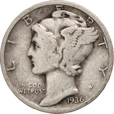 United States, Mercury Dime, Dime, 1936, U.S. Mint, Philadelphia, VF(30-35)