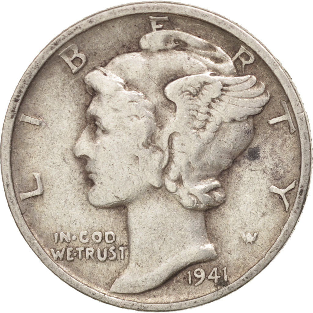 Coin, United States, Mercury Dime, Dime, 1941, U.S. Mint, Philadelphia